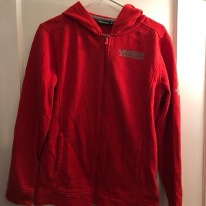 Youth Boys XL red Zip up Hoodie Under Armour